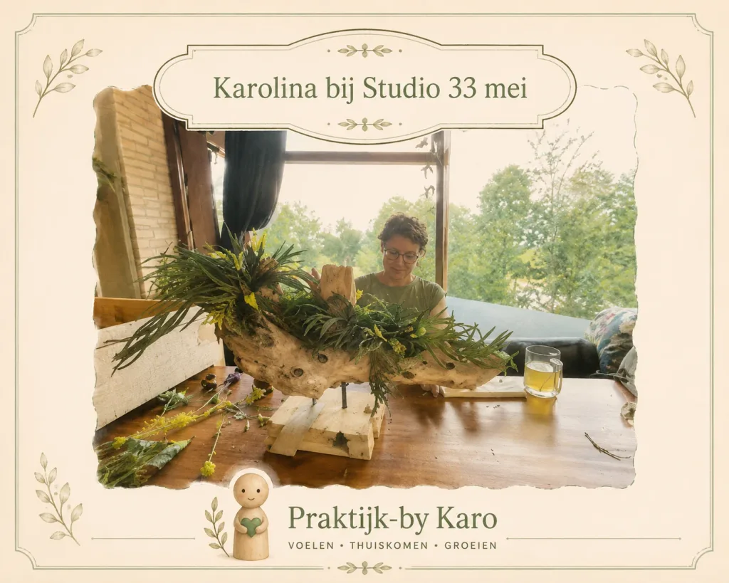 Karolina creatief aan het werk bij het atelier Studio 33 mei